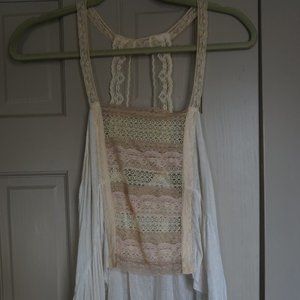 Free People White Lace Tank Top